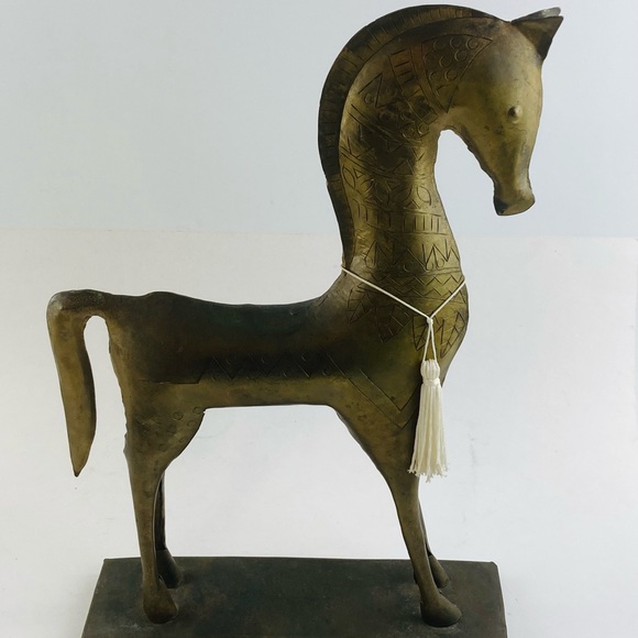 🅾️SOLD🅾️Metal Trojan Horse Figurine 10.5" x 16" - Picture 5 of 14